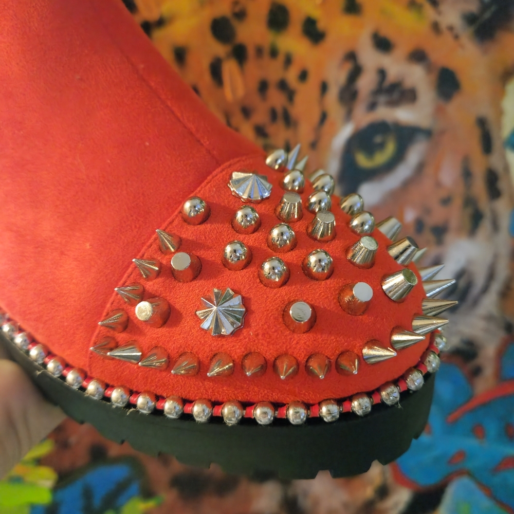 EGO Orange Studded Ankle Boots - Picture 3 of 6